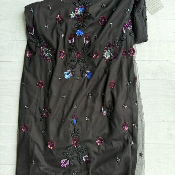 NWT NORDSTROM JS COLLECTIONS Beaded Blouson Gown Black Size 6 - Picture 10 of 13